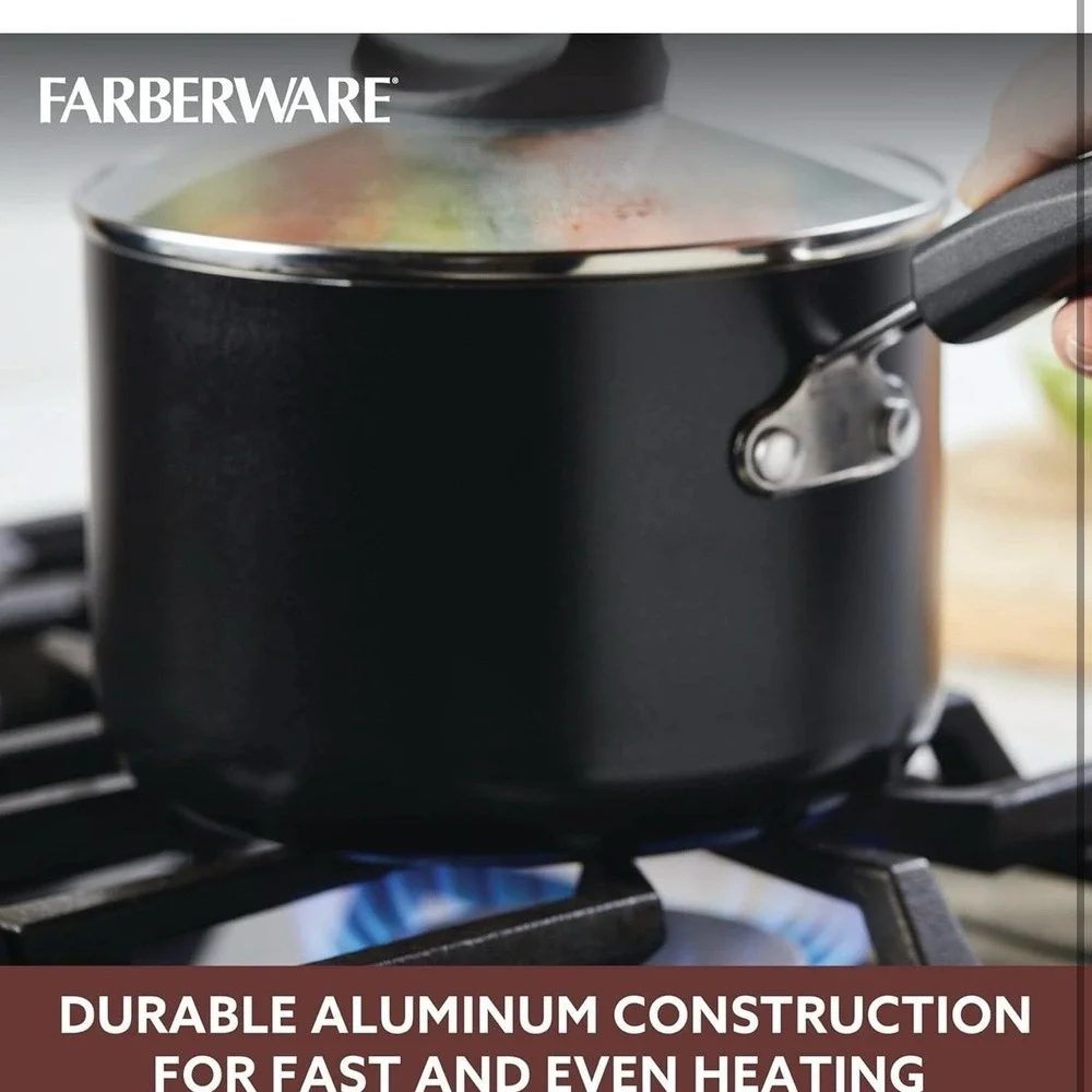 Farberware Smart Control Nonstick Sauce Pan/Saucepan with Lid, 2 Quart, Black